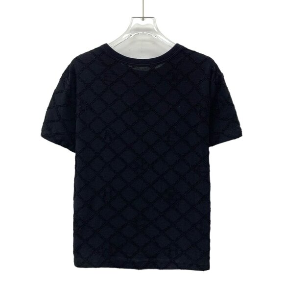 Chanel Black Diamond-Patterned Flocked Cotton Round-Neck Short-Sleeved T-Shirt S - Picture 6 of 6